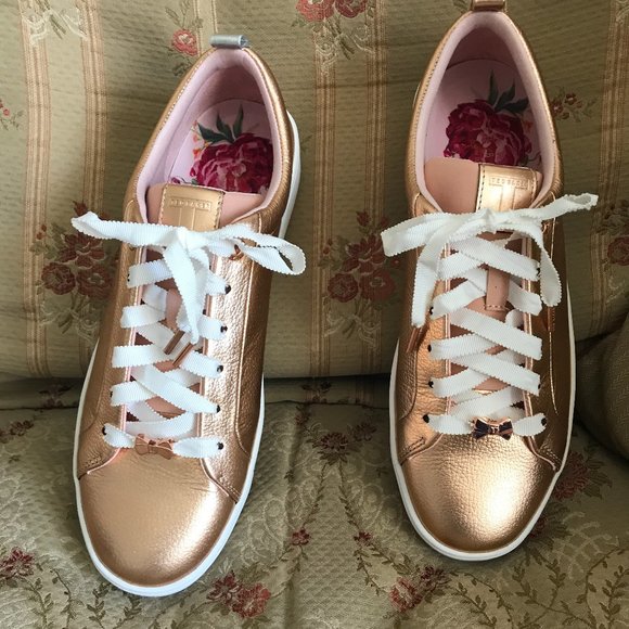 Nwt Ted Baker Gielli Metallic Rose Gold 
